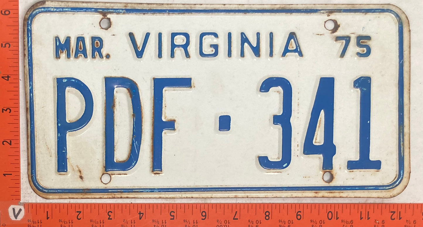 1975 Virginia #PDF-341 Light Truck License Plate