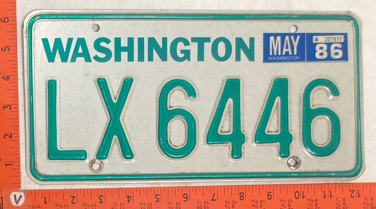 1986 Washington #LX 6446 Trailer License Plate