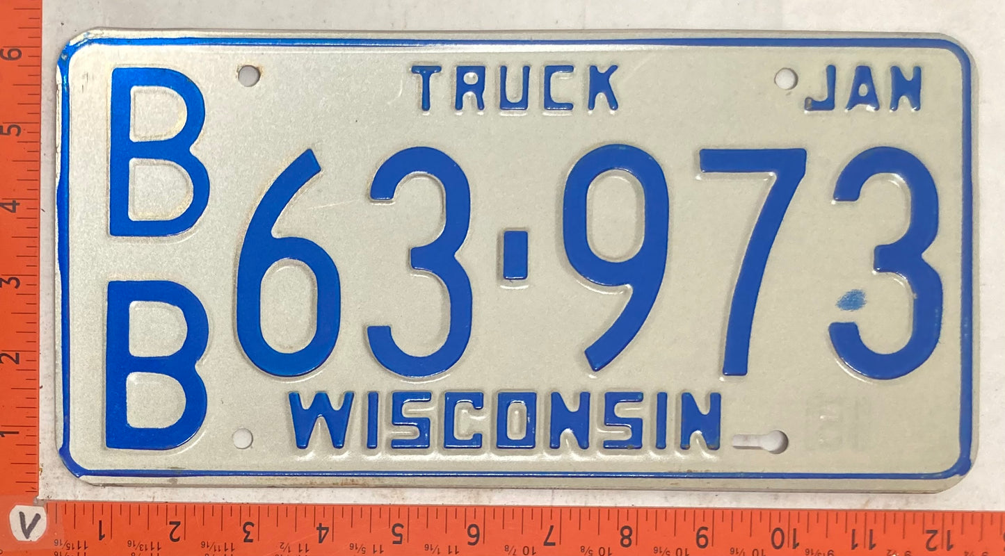 1981 Wisconsin #B/B 63-973 Truck License Plate