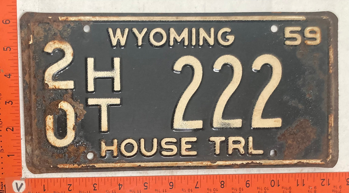 1959 Wyoming #2/0 H/T 222 House Trailer License Plate
