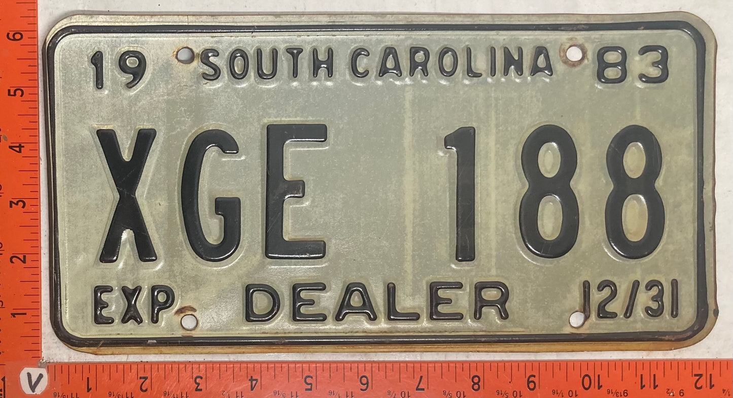1983 South Carolina #XGE 188 Dealer License Plate