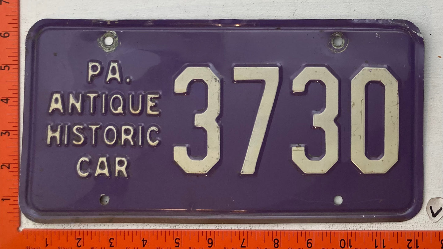 Undated Pennsylvania #3730 Antique Historic Car License Plate