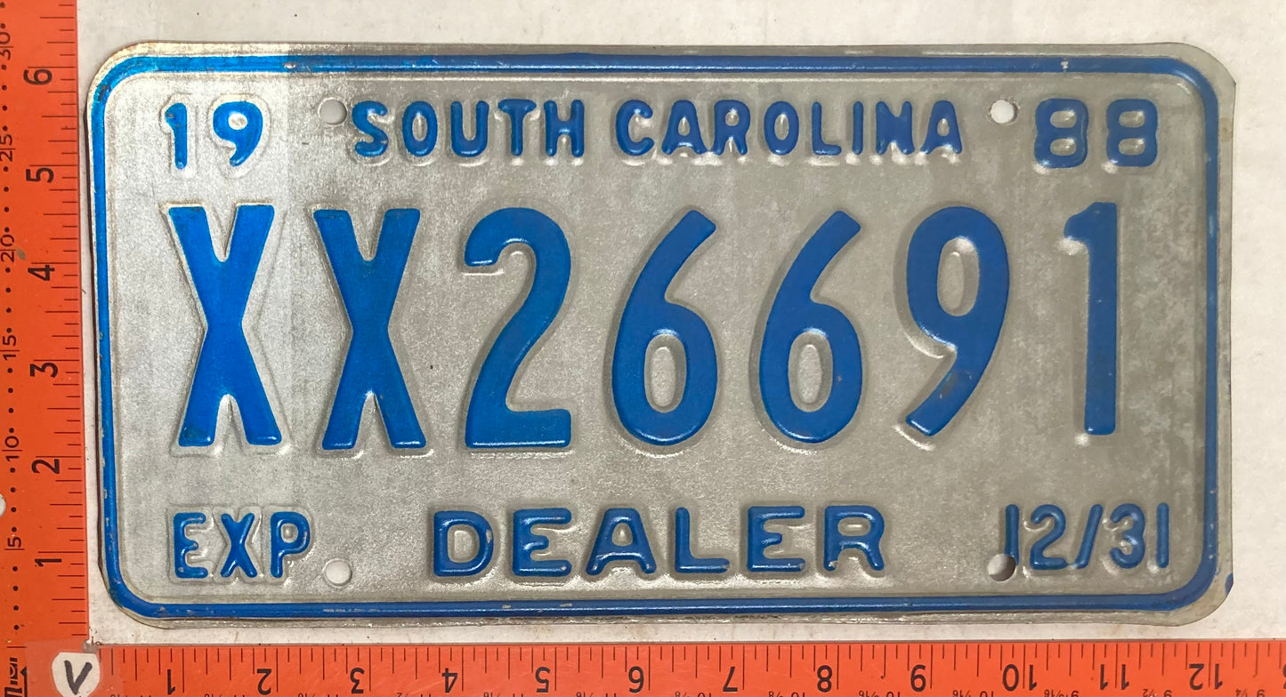 1988 South Carolina #XX26691 Dealer License Plate