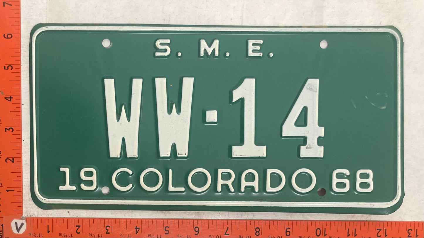 1968 Colorado #WW-14 Special Mobile Equipment License Plate