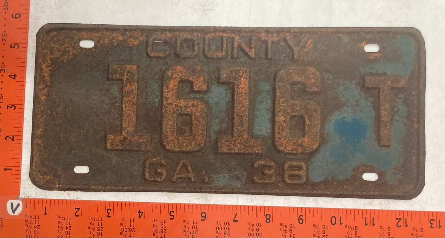1938 Georgia #1616 T County License Plate