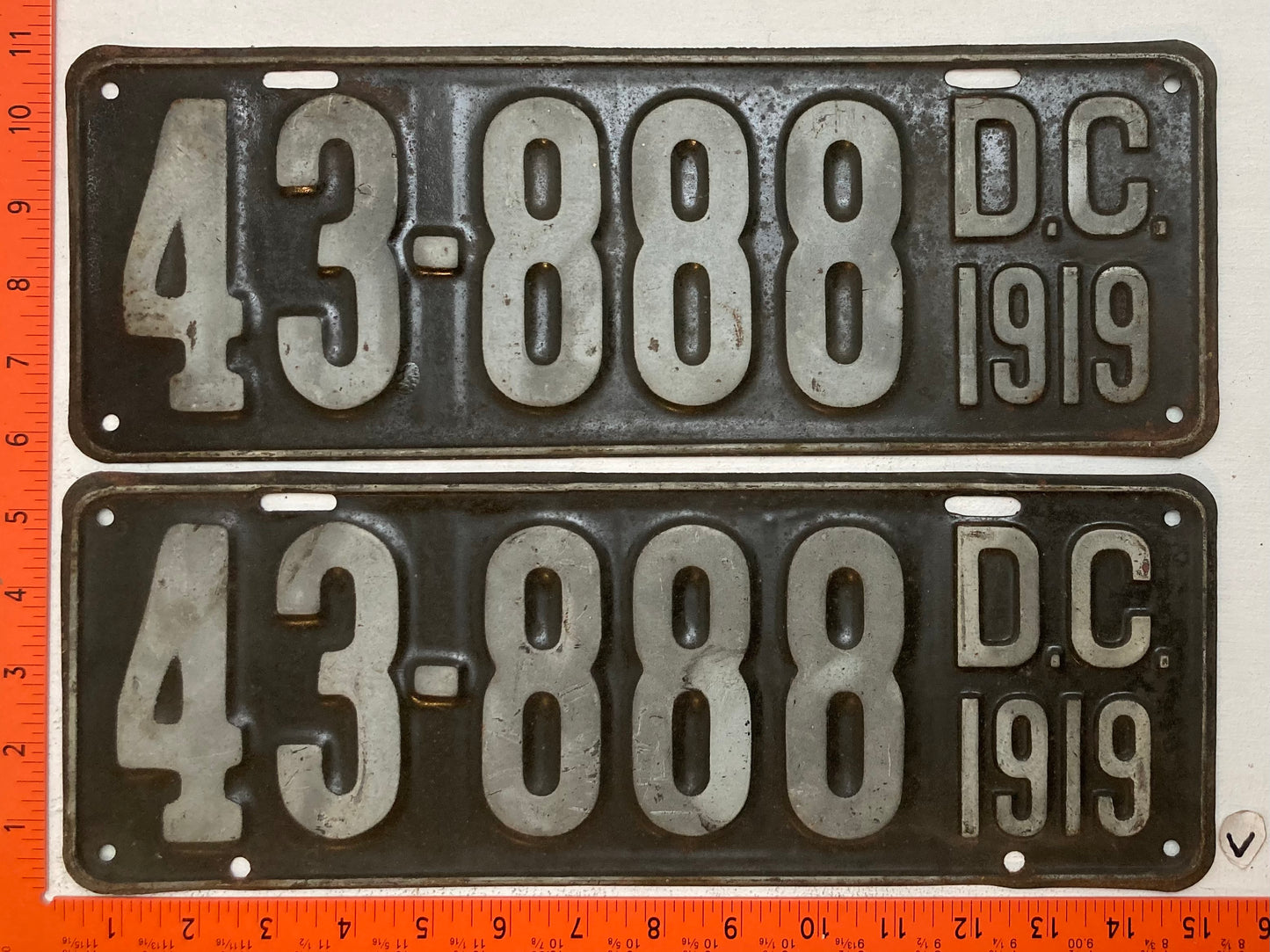1919 Washington, DC #43-888 Passenger License Plate (Pair)