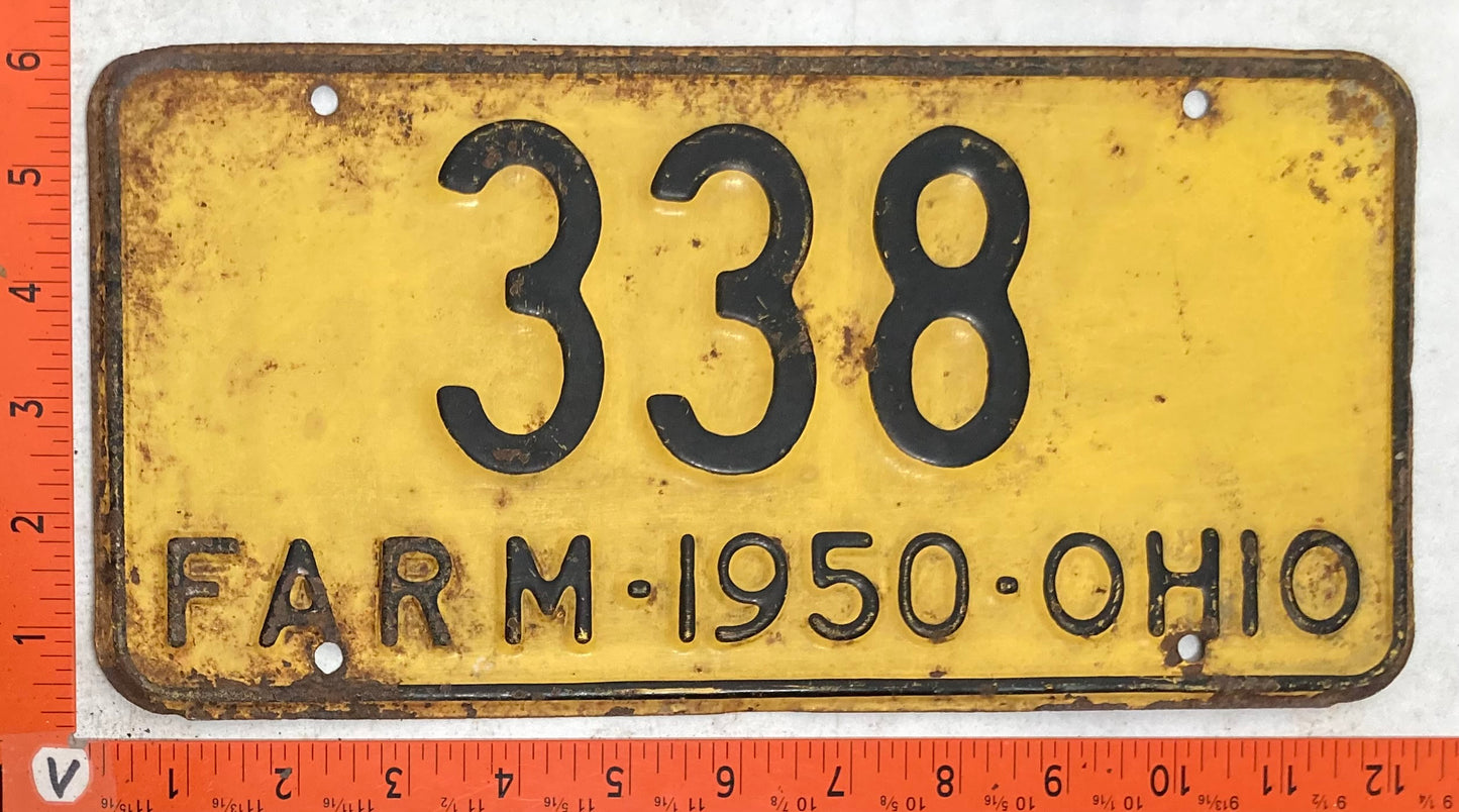 1950 Ohio #338 Farm License Plate