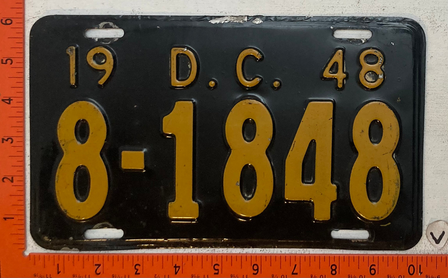 1948 Washington, DC #8-1848 Passenger License Plate