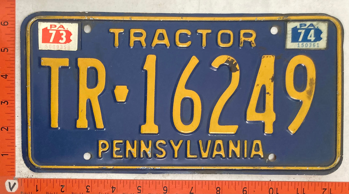 1974 Pennsylvania #TR 16249 Tractor License Plate