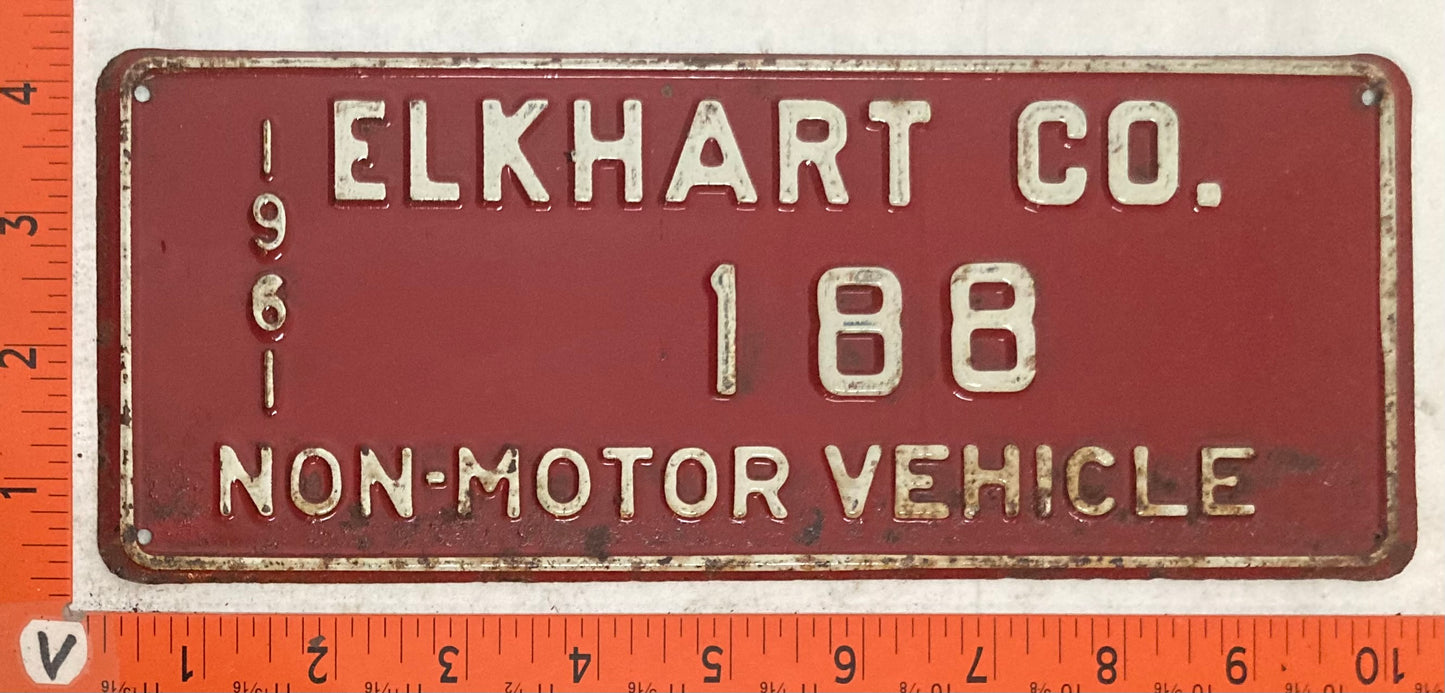 1961 Indiana #188 Non-Motor Vehicle License Plate