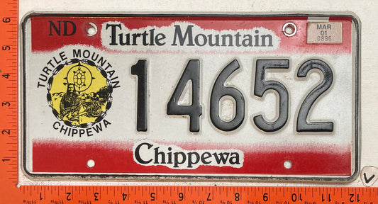 2001 Turtle Mountain Chippewa, North Dakota #14652 Passenger License Plate