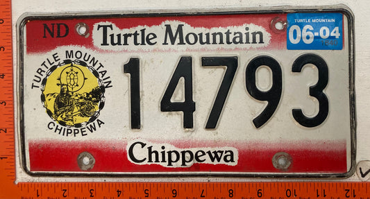 2004 Turtle Mountain Chippewa, North Dakota #14793 Passenger License Plate