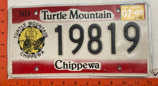 2005 Turtle Mountain Chippewa, North Dakota #19819 Passenger License Plate