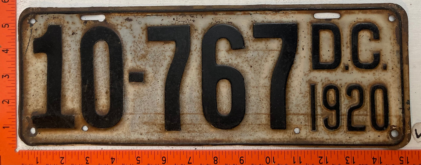 1920 Washington, DC #10-767 Passenger License Plate