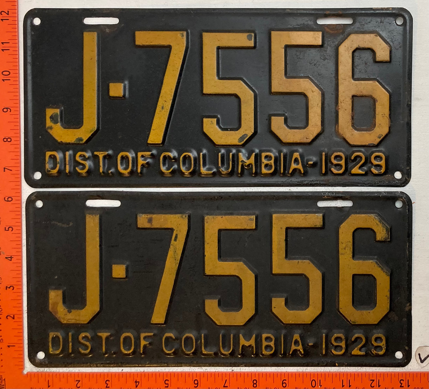 1929 Washington, DC #J-7556 Passenger License Plate (Pair)