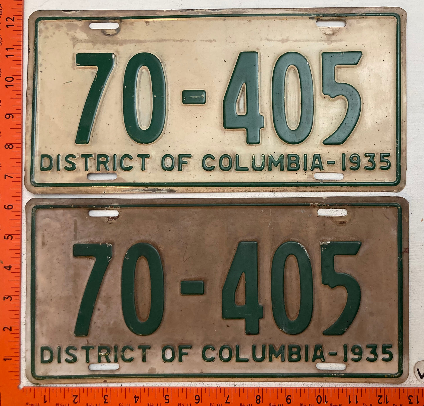 1935 Washington, DC #70-405 Passenger License Plate (Pair)