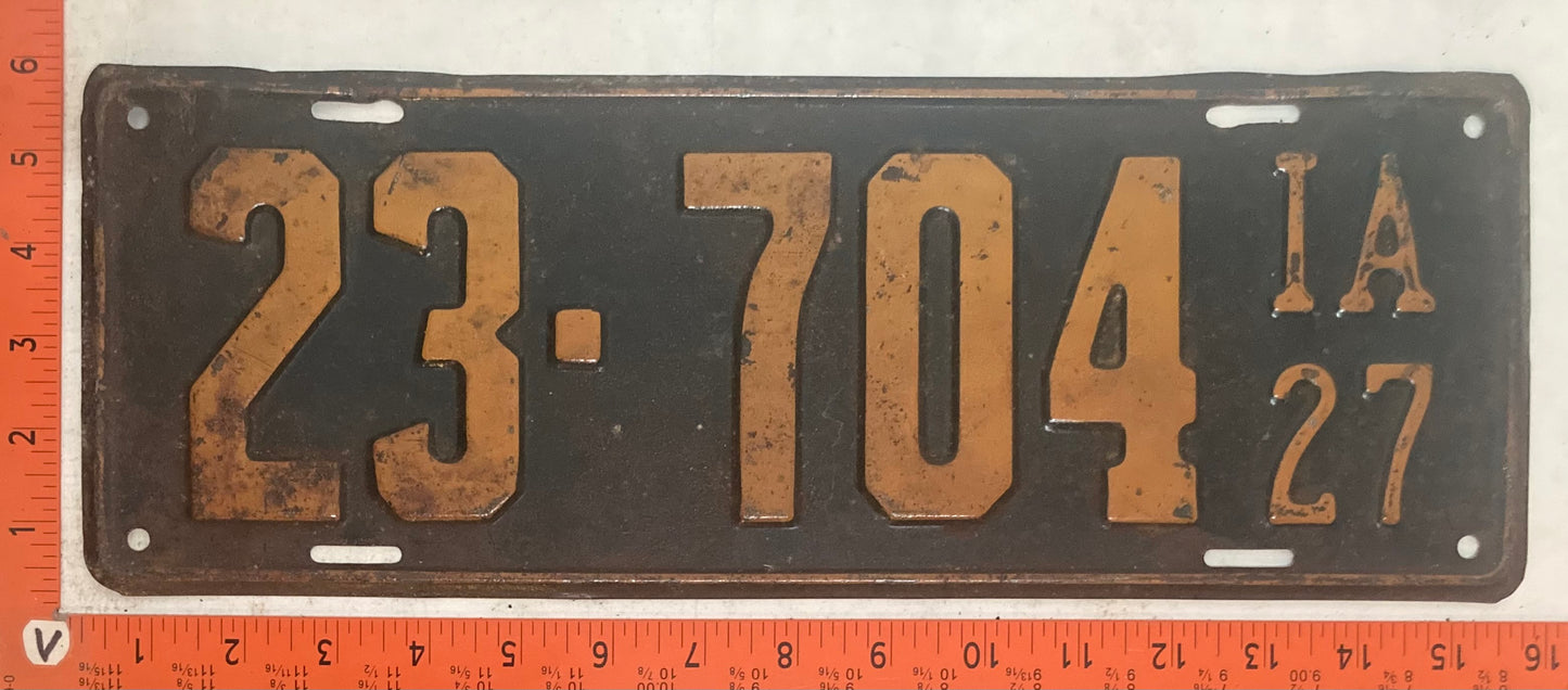 1927 Iowa #23-704 Passenger License Plate