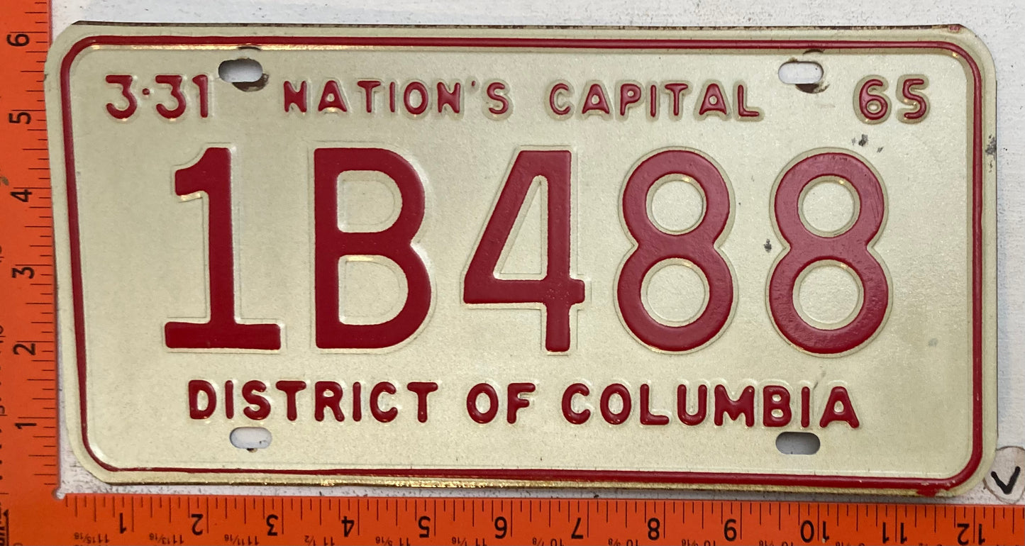 1965 Washington, DC #1B488 Passenger License Plate