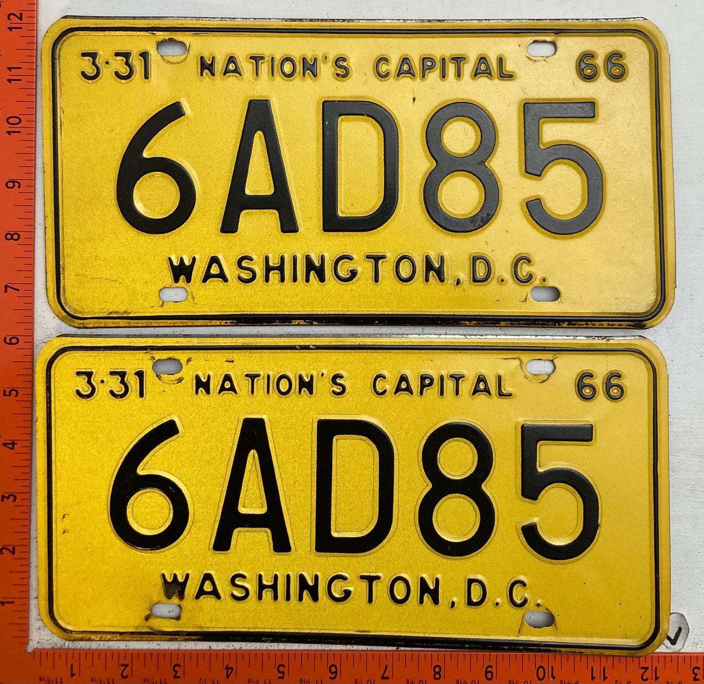 1966 Washington, DC #6AD85 Passenger License Plate (Pair)