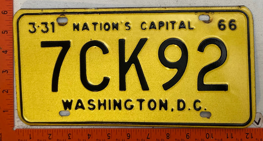 1966 Washington, DC #7CK92 Passenger License Plate
