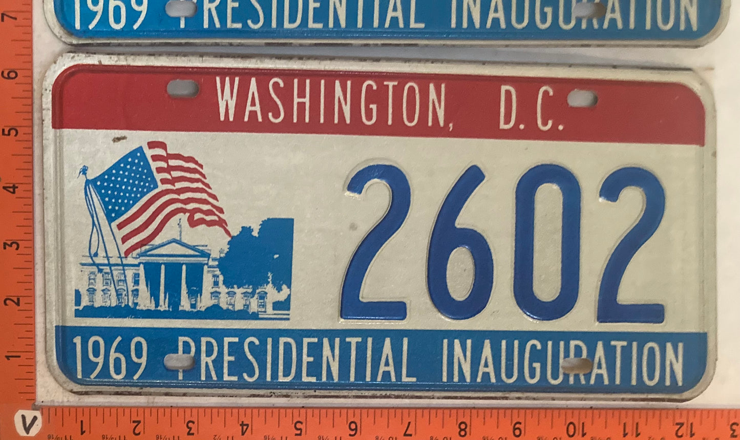 1969 Washington, DC #2602 Presidential Inaugural Passenger License Plate (Pair)