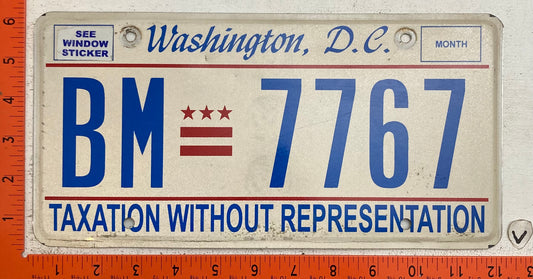 Undated Washington, DC #BM 7767 Passenger License Plate