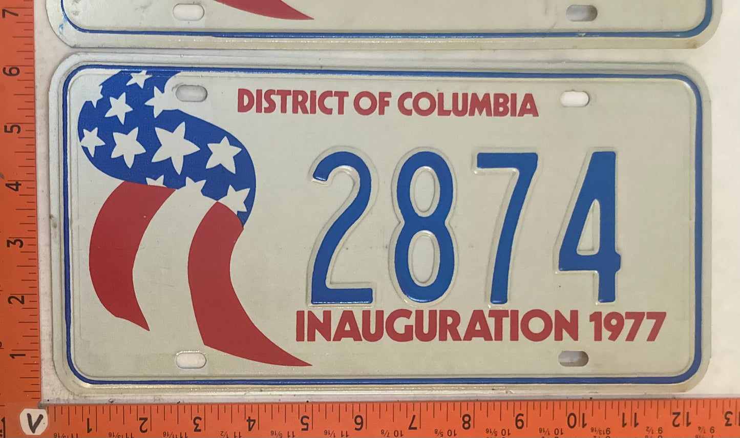 1977 Washington, DC #2874 Presidential Inaugural Passenger License Plate (Pair)