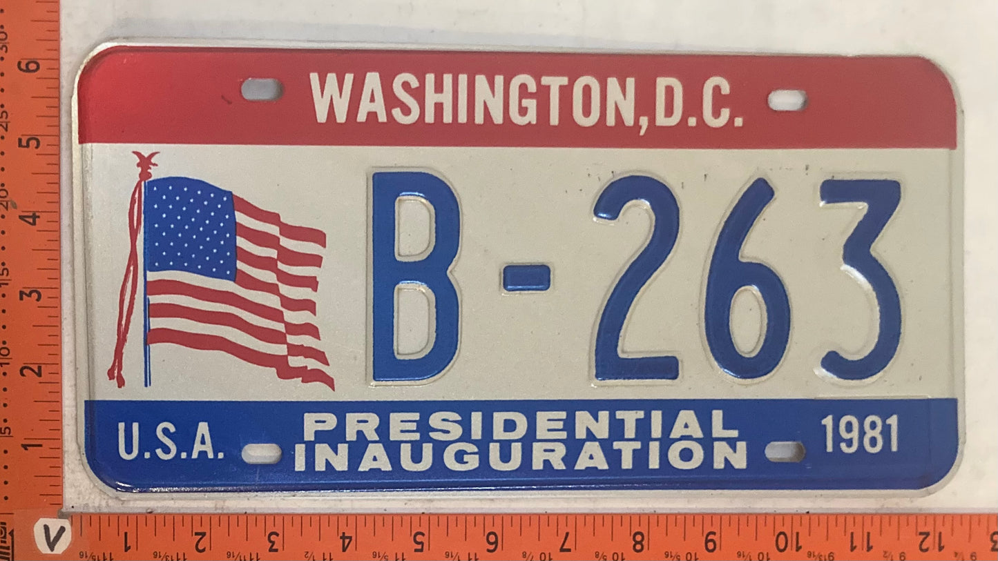 1981 Washington, DC #B-263 Presidential Inaugural Passenger License Plate
