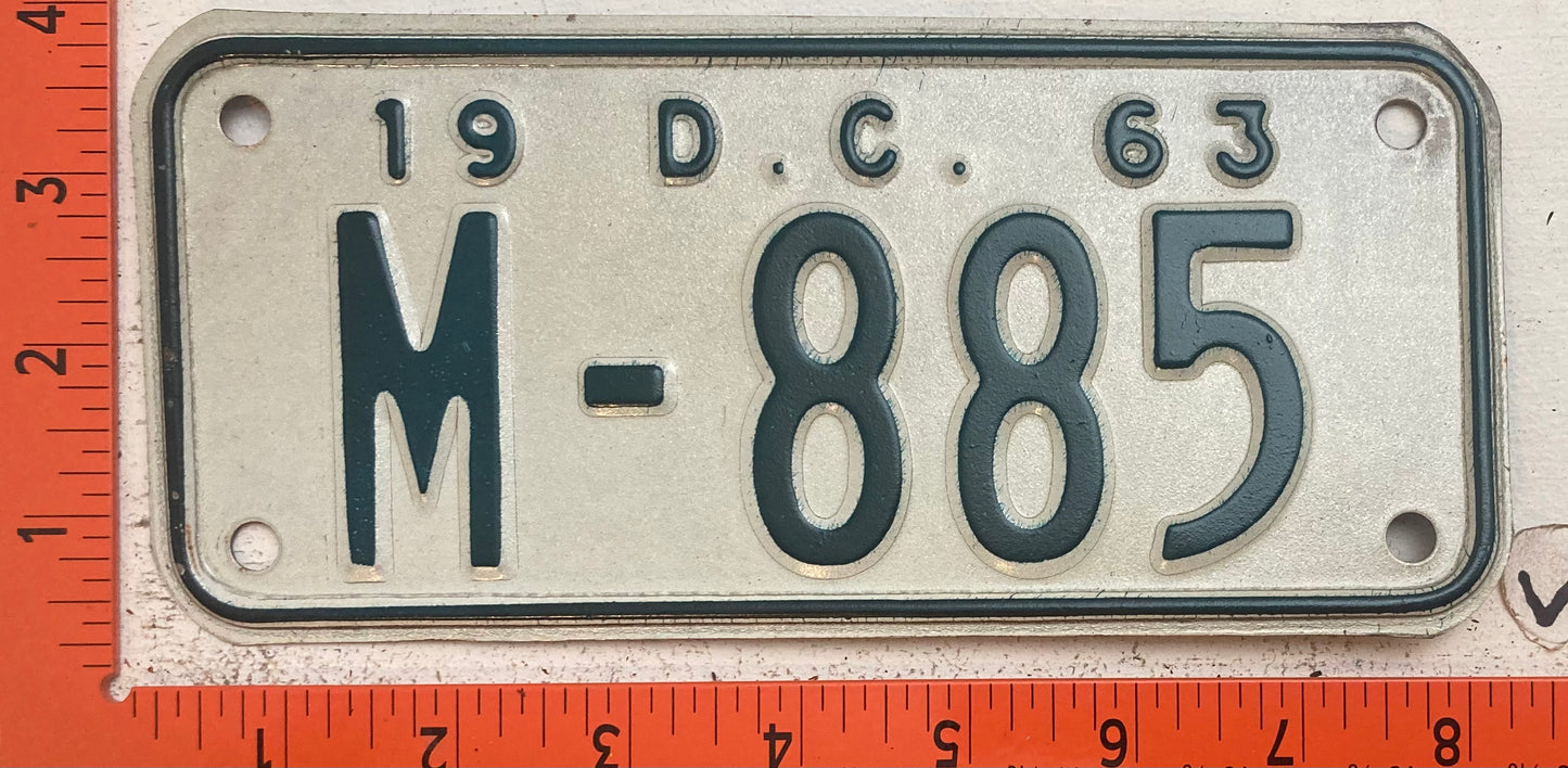 1963 Washington, DC #M-885 Motorcycle License Plate