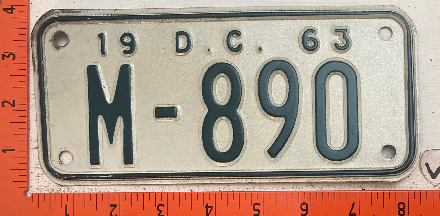 1963 Washington, DC #M-890 Motorcycle License Plate