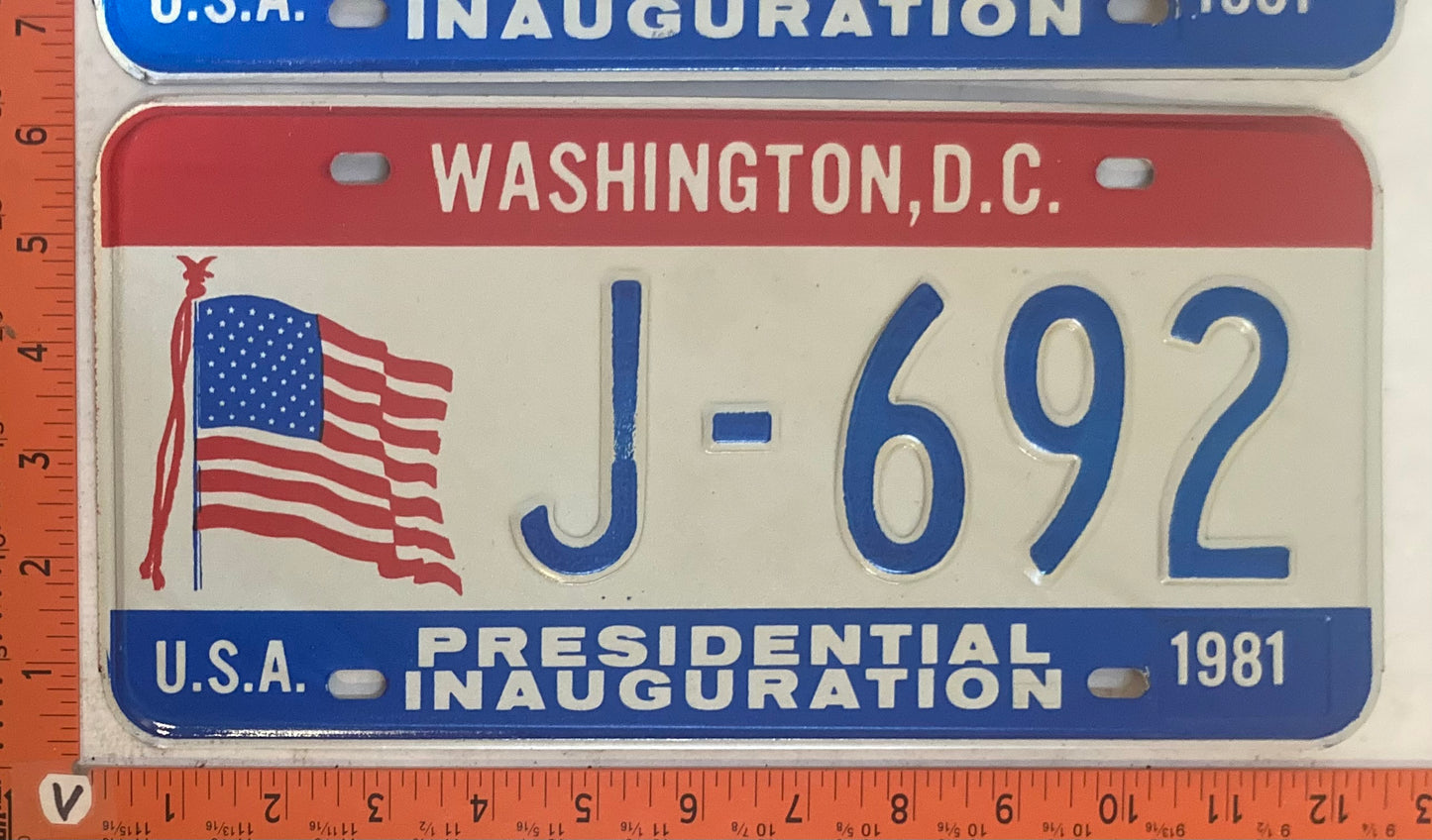 1981 Washington, DC #J-692 Presidential Inaugural Passenger License Plate (Pair)