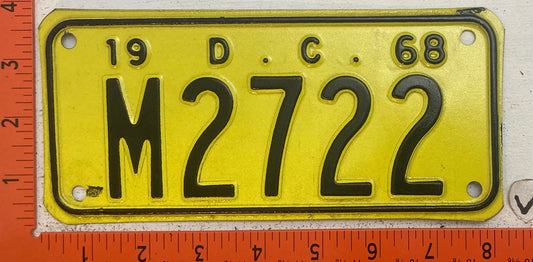 1968 Washington, DC #M2722 Motorcycle License Plate