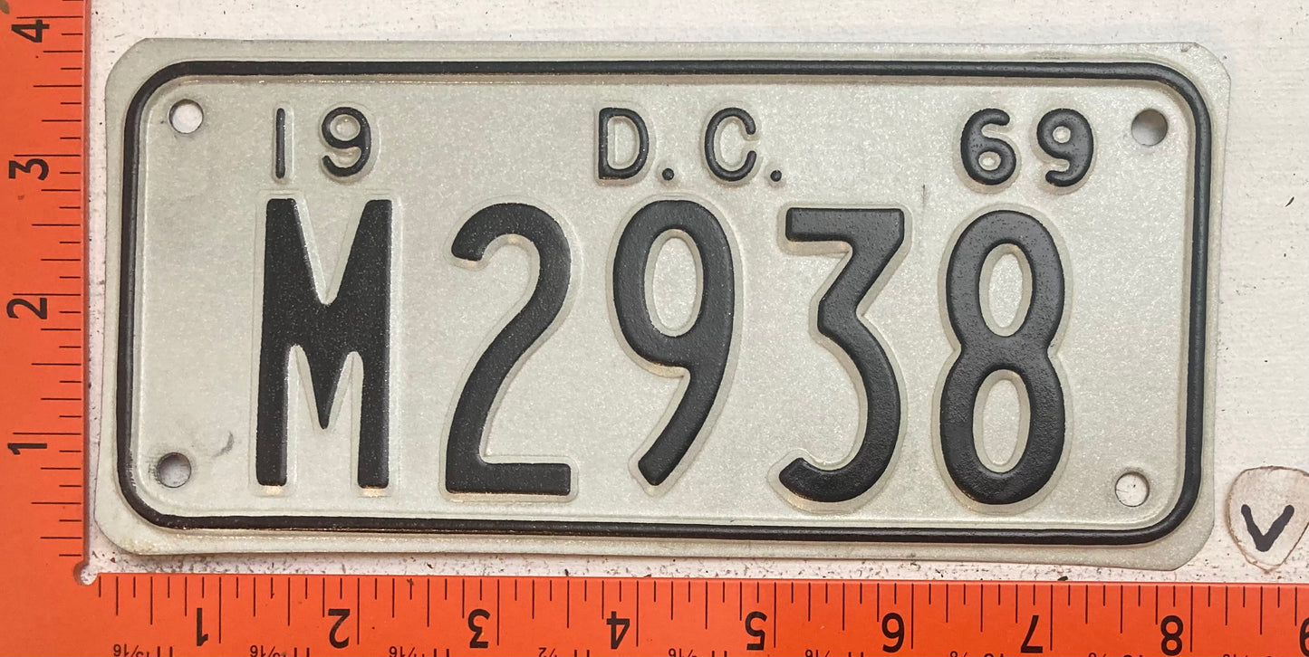 1969 Washington, DC #M2938 Motorcycle License Plate
