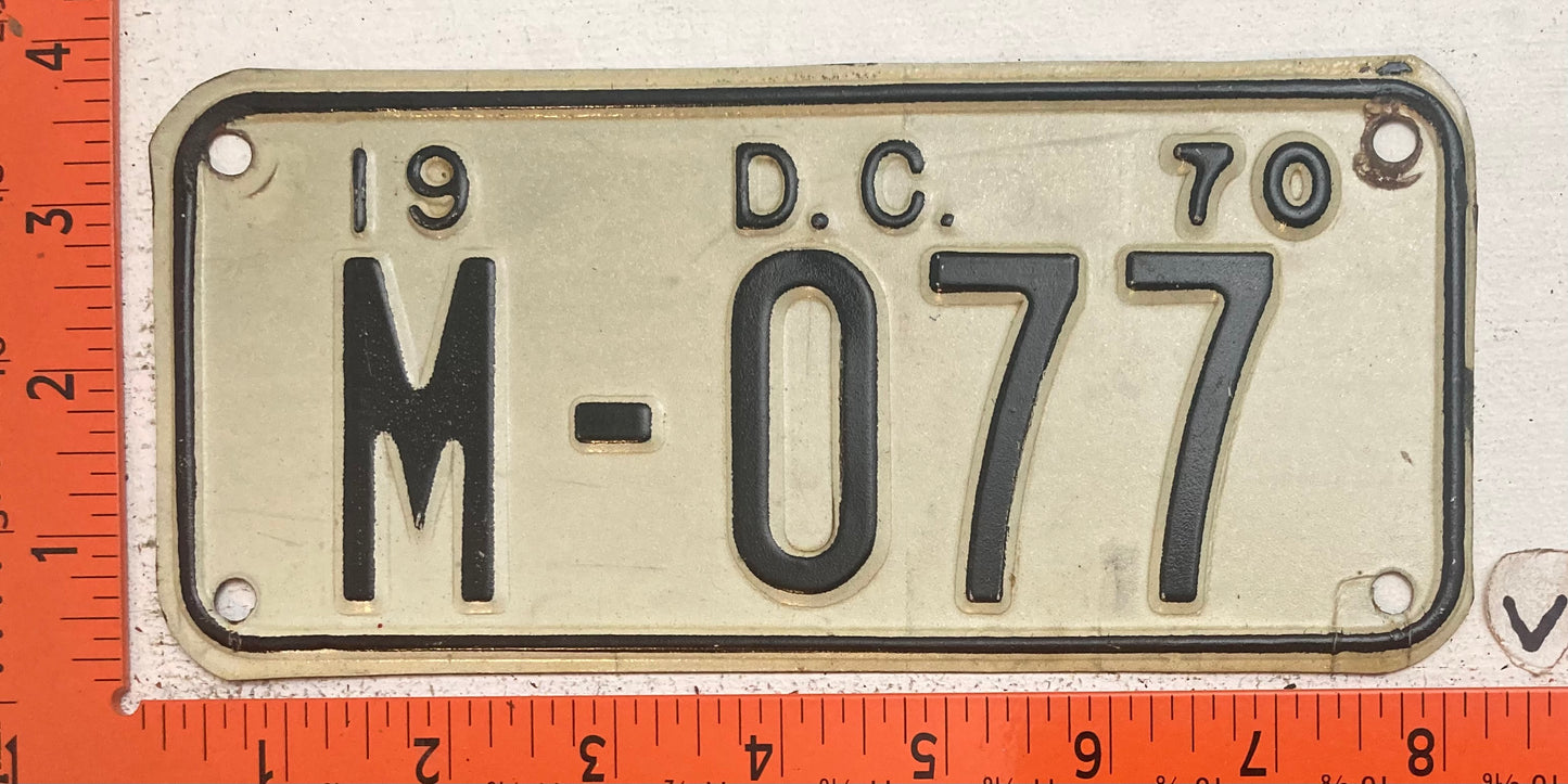 1970 Washington, DC #M-077 Motorcycle License Plate