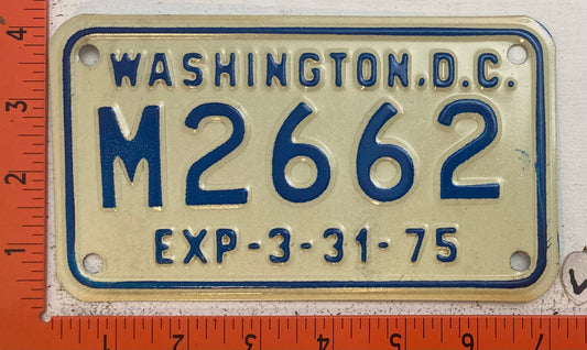1975 Washington, DC #M2662 Motorcycle License Plate
