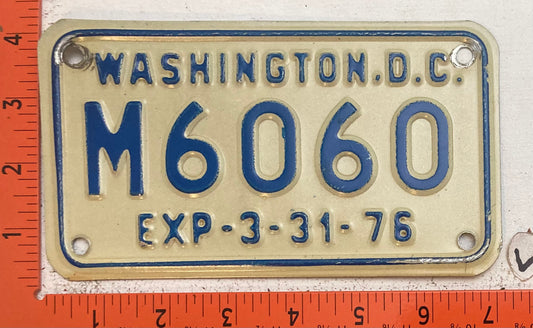 1976 Washington, DC #M6060 Motorcycle License Plate
