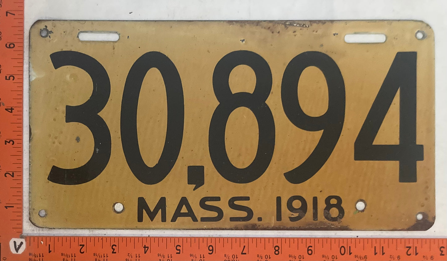 1918 Massachusetts #30,894 Passenger License Plate