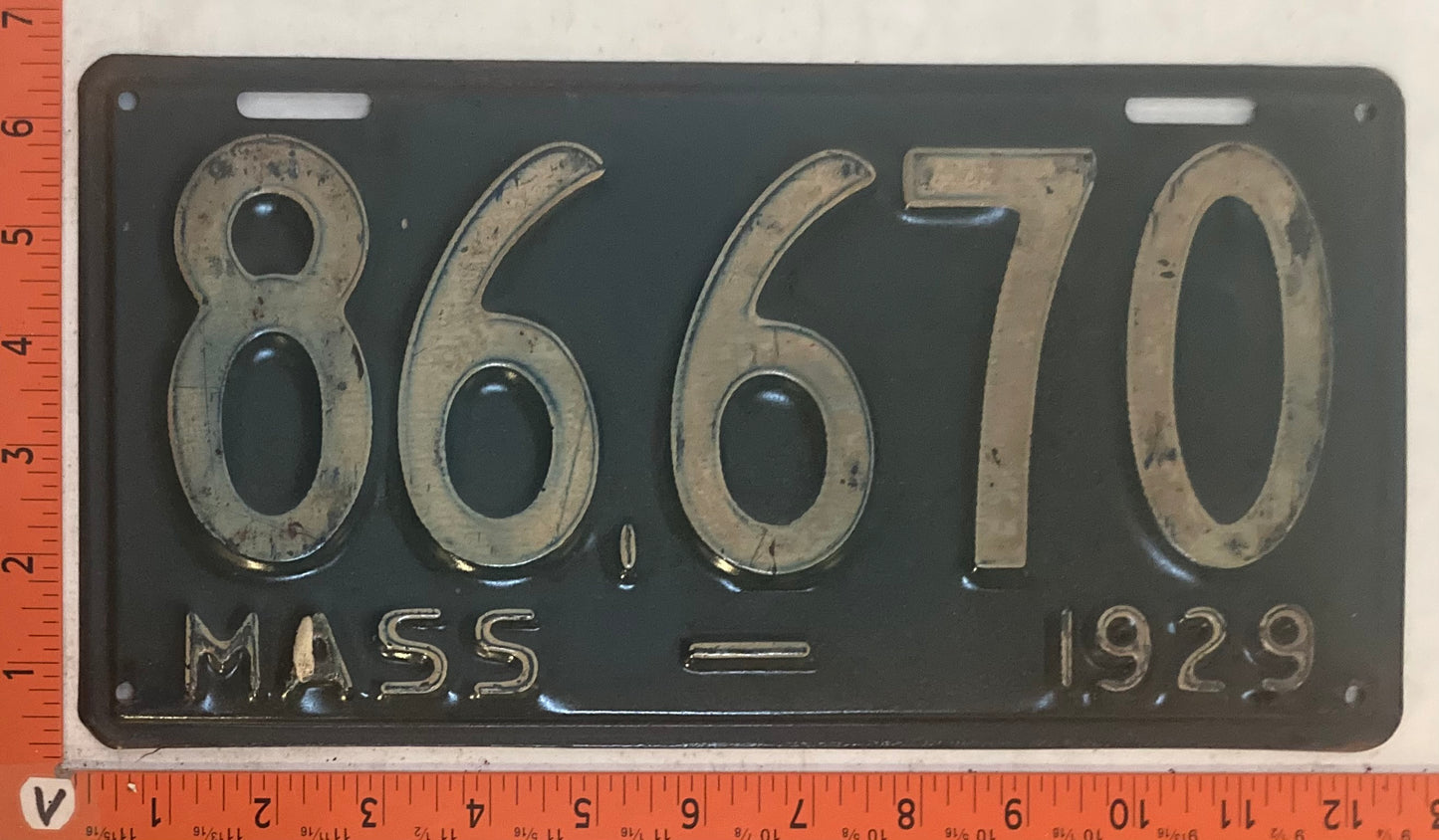 1929 Massachusetts #86,670 Passenger License Plate