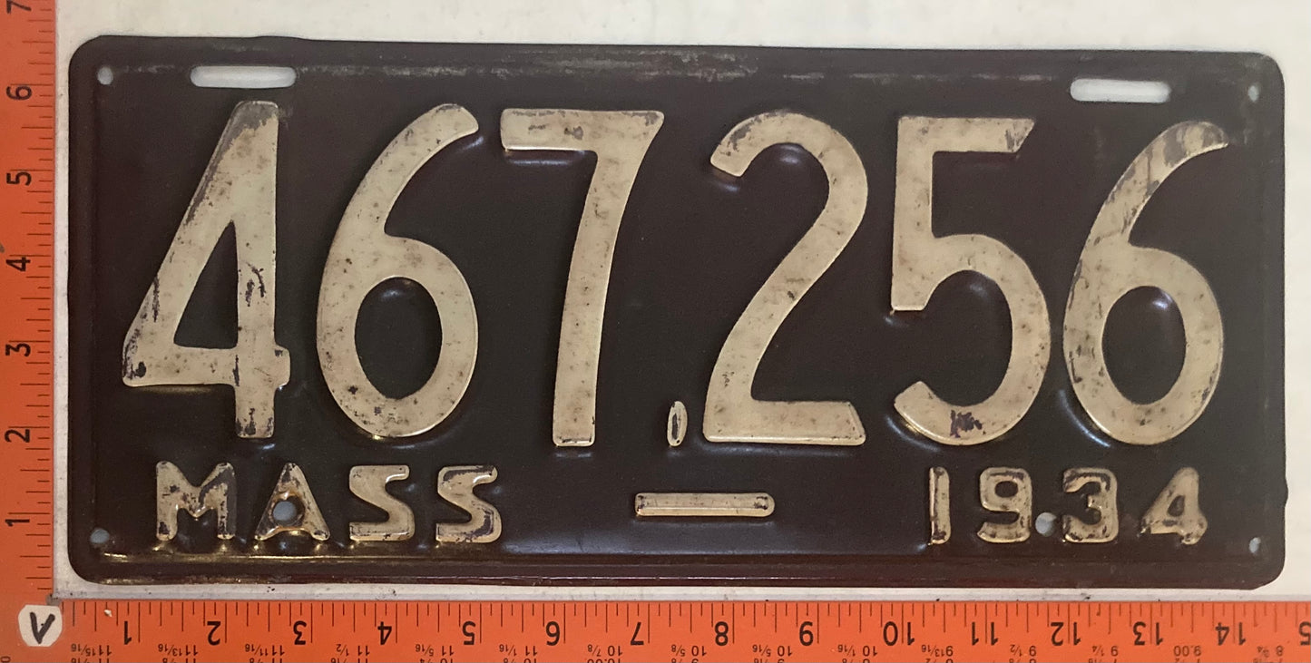 1934 Massachusetts #467,256 Passenger License Plate