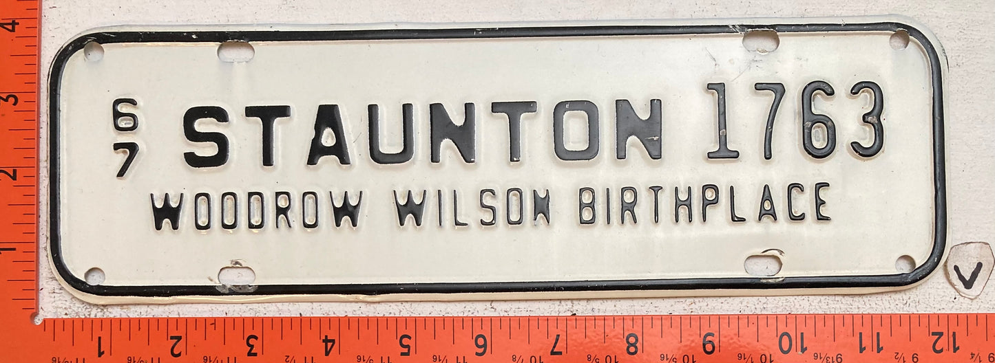 1967 Staunton, Virginia #1763 License Plate