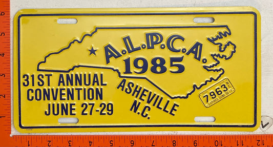 1985 ALPCA Convention, Asheville, North Carolina Souvenir License Plate