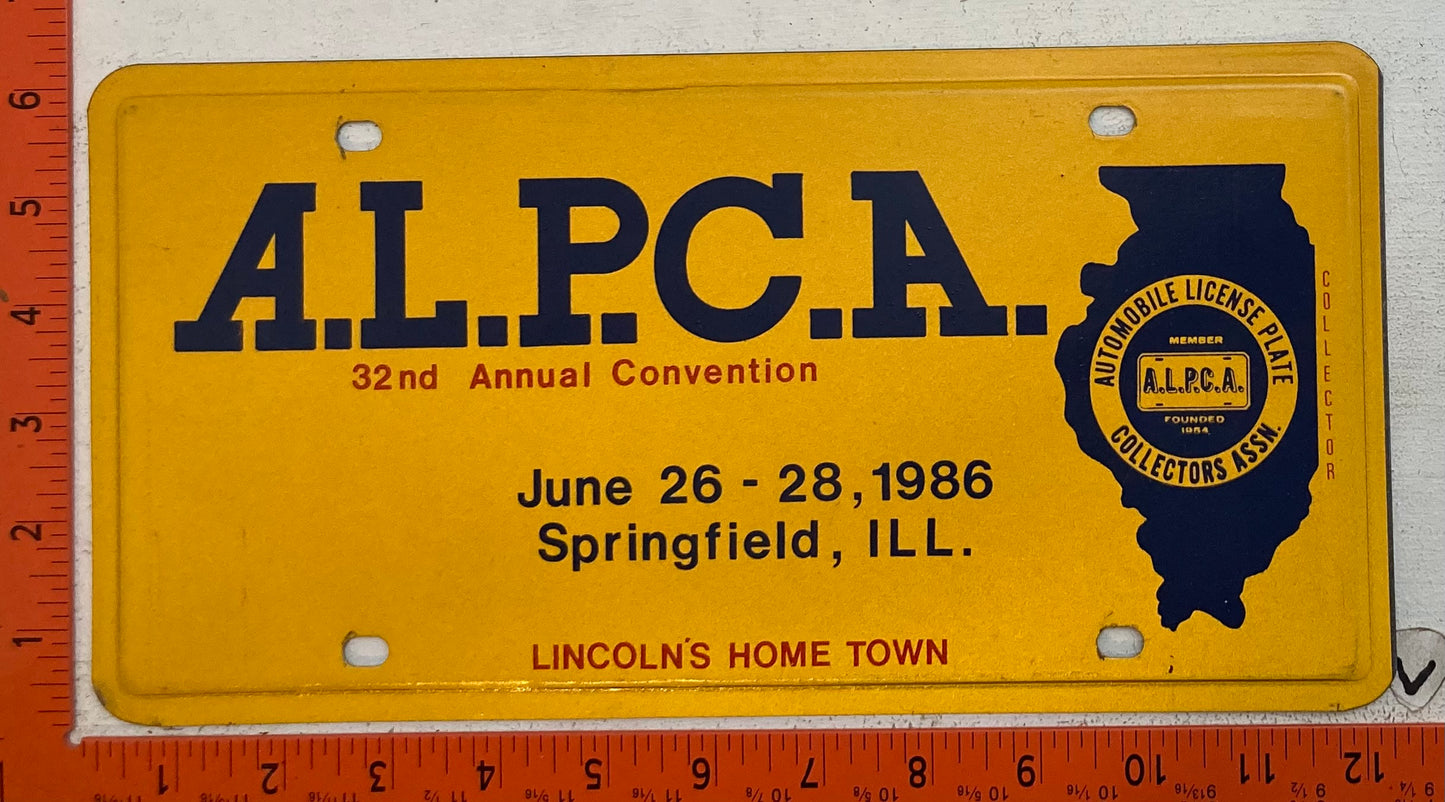 1986 ALPCA Convention, Springfield, Illinois Souvenir License Plate