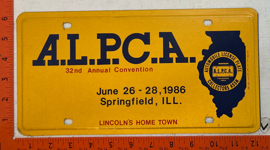 1986 ALPCA Convention, Springfield, Illinois Souvenir License Plate