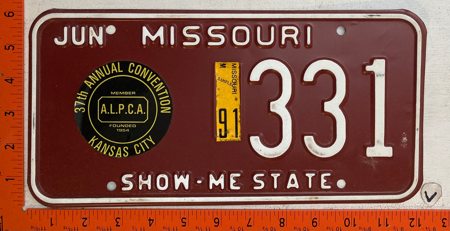 1991 ALPCA Convention, Kansas City, Missouri #331 Souvenir License Plate