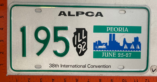 1992 ALPCA Convention, Peoria, Illinois Variable Numbers Souvenir License Plate