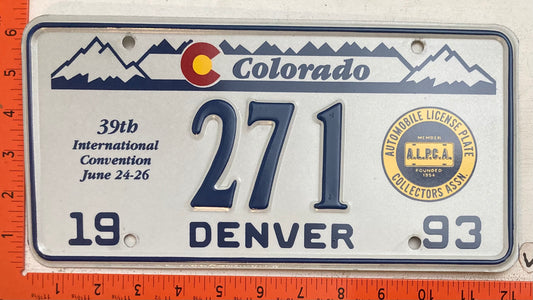 1993 ALPCA Convention, Denver, Colorado Variable Numbers Souvenir License Plate