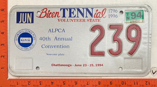 1994 ALPCA Convention, Chattanooga, Tennessee Variable Numbers Souvenir License Plate