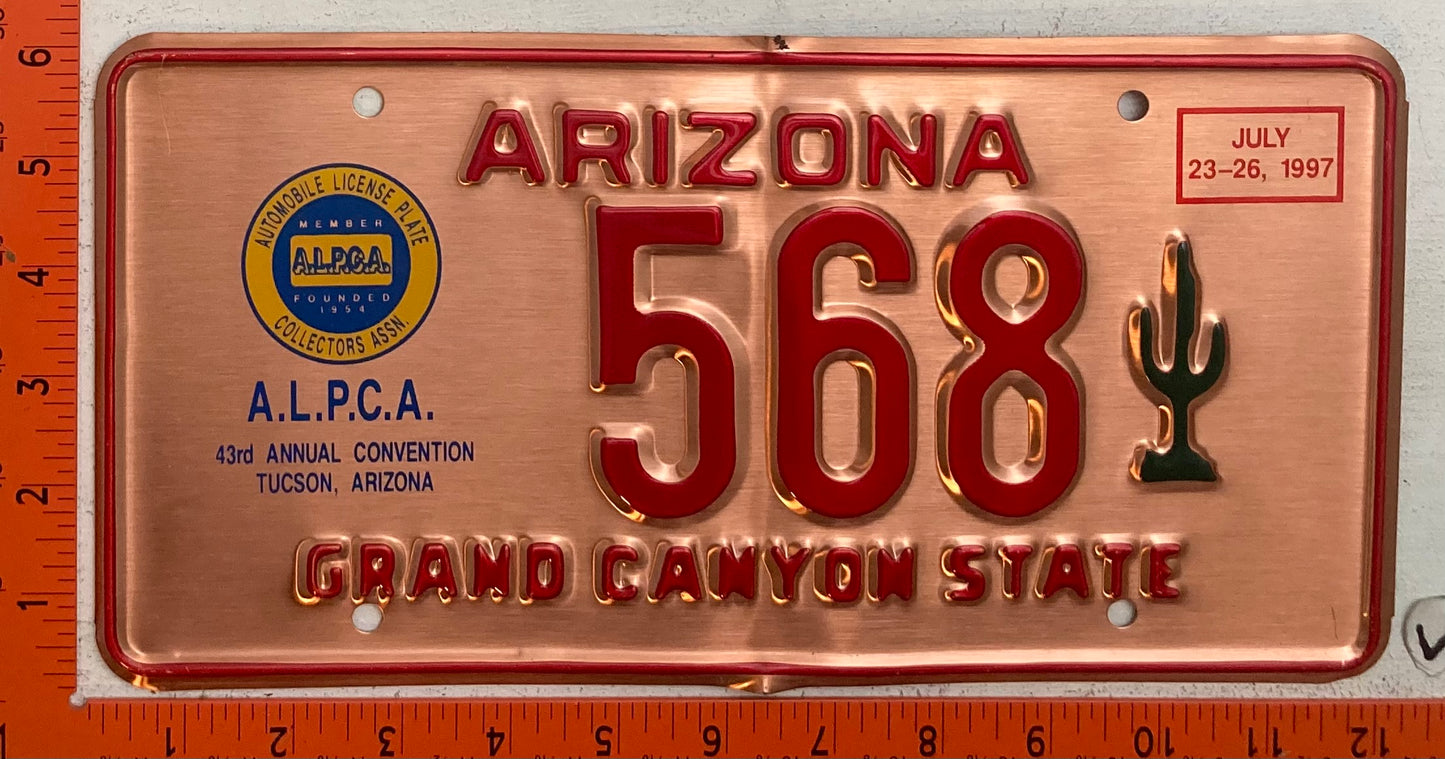 1997 ALPCA Convention, Tuson, Arizona #568 Souvenir License Plate