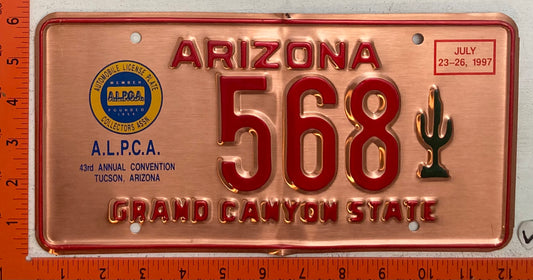 1997 ALPCA Convention, Tuson, Arizona #568 Souvenir License Plate