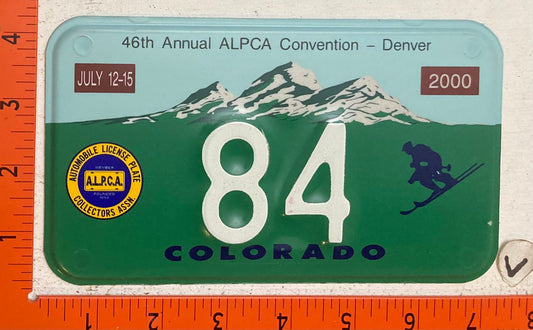 2000 ALPCA Convention, Denver, Colorado #84 Motorcycle Souvenir License Plate
